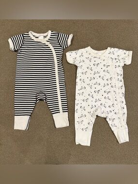 Hanna Andersson Black & White Stripe and Cream Zebra Print Matching Sets 6-12mo